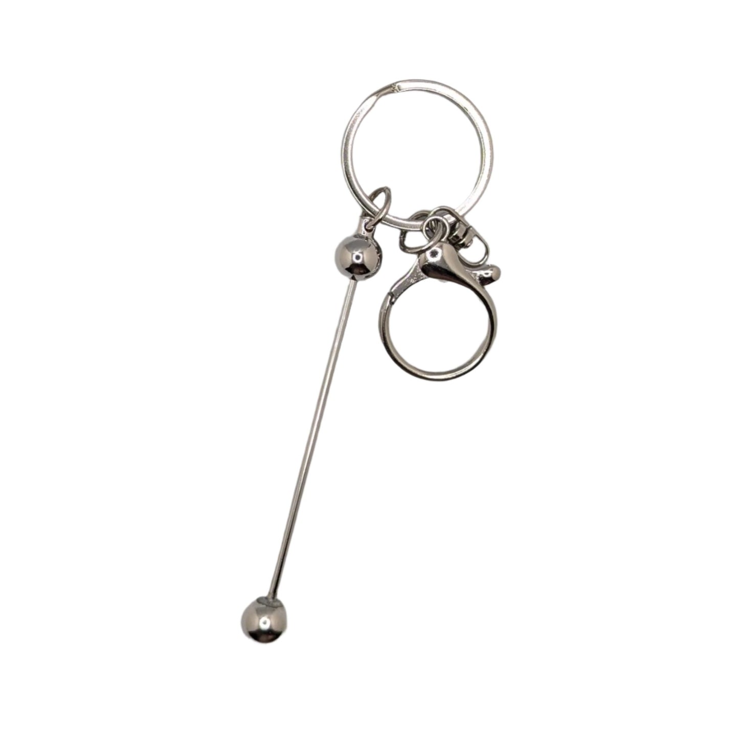 Beadable bar keychain silver