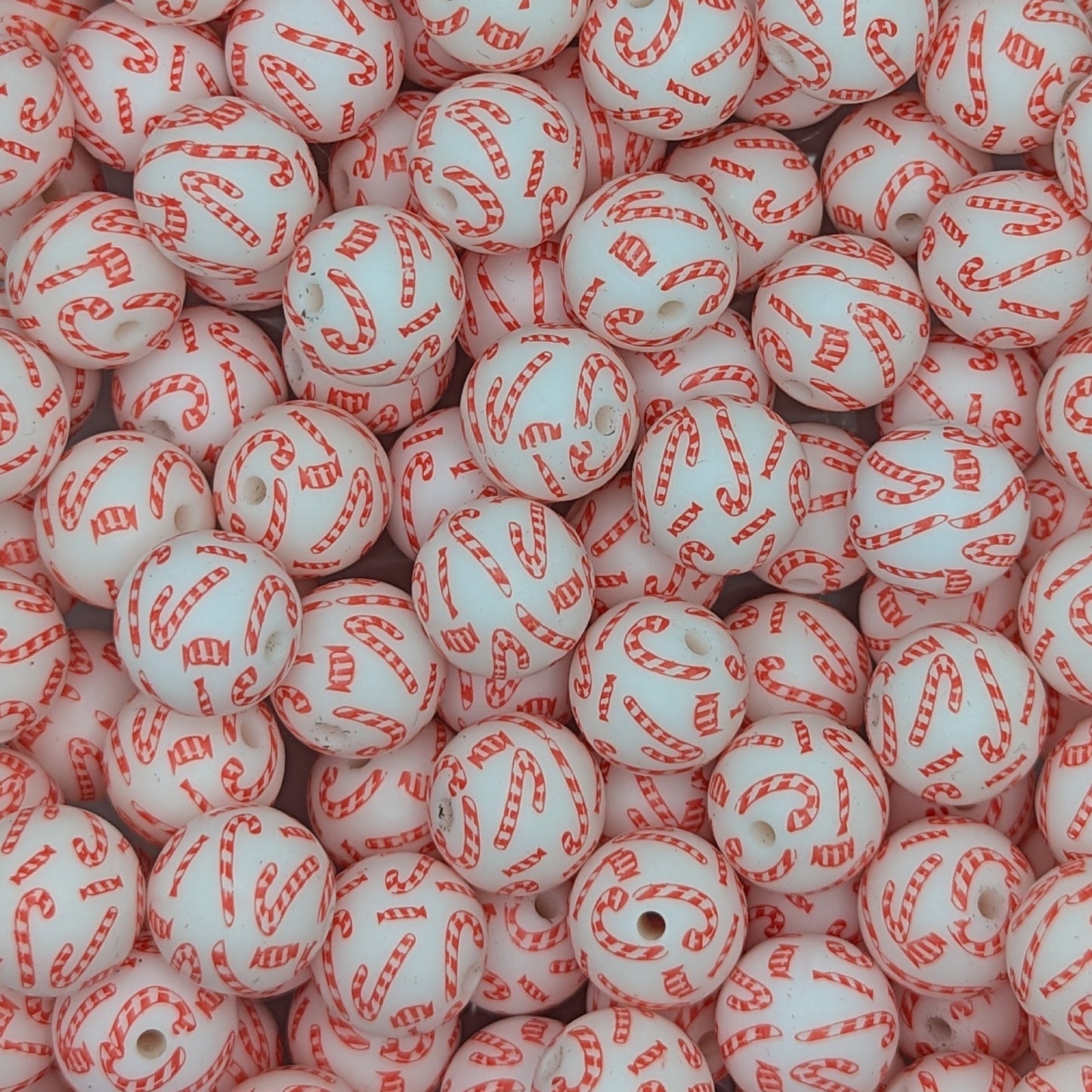 Candy cane printed silicone 15mm (Pack of 25)