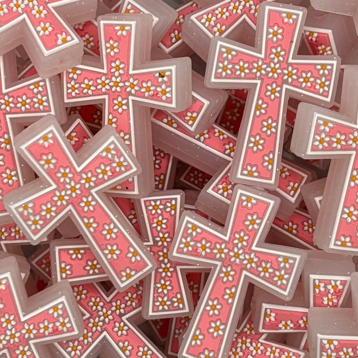 Pink floral cross