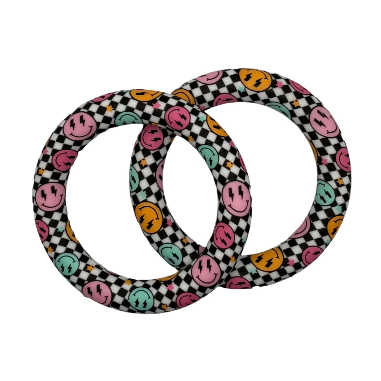 Smiley Checkered 65mm Silicone Ring