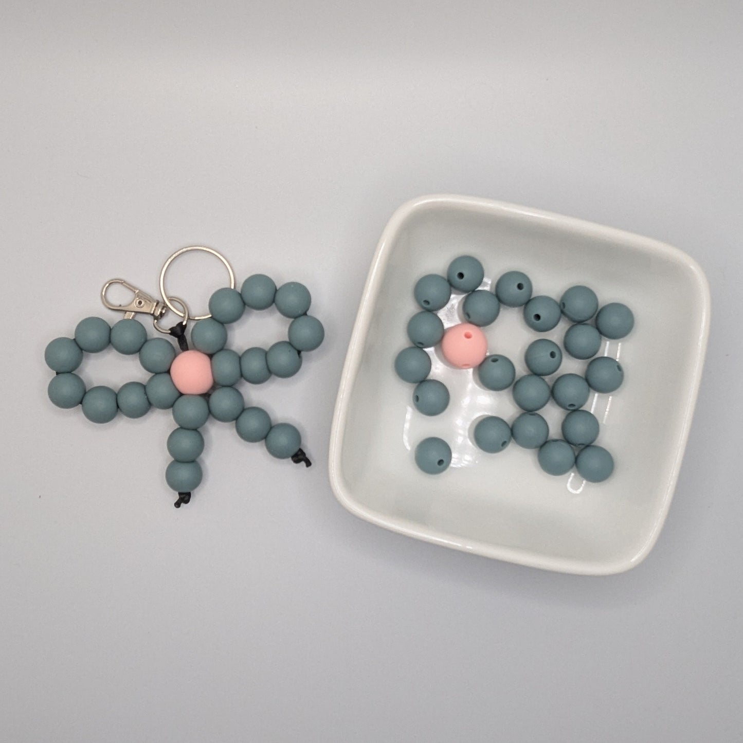Grey and Pink bow bead kit