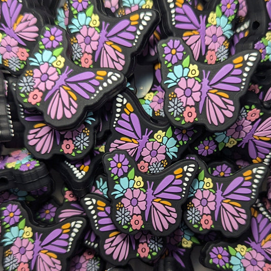 Purple Flower Butterfly Focal bead