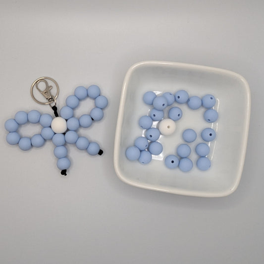 Blue and white beaded bow kit